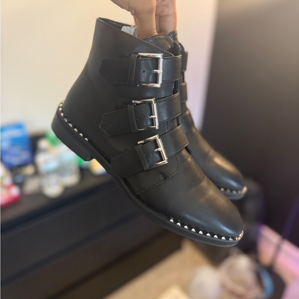 Black Buckle Ankle Boots